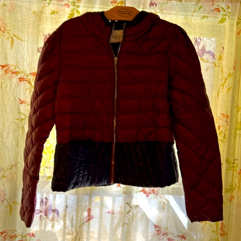 Lucyparis size Lg/eur. 42 maroon and navy blue hooded jacket. Very cute!!!
